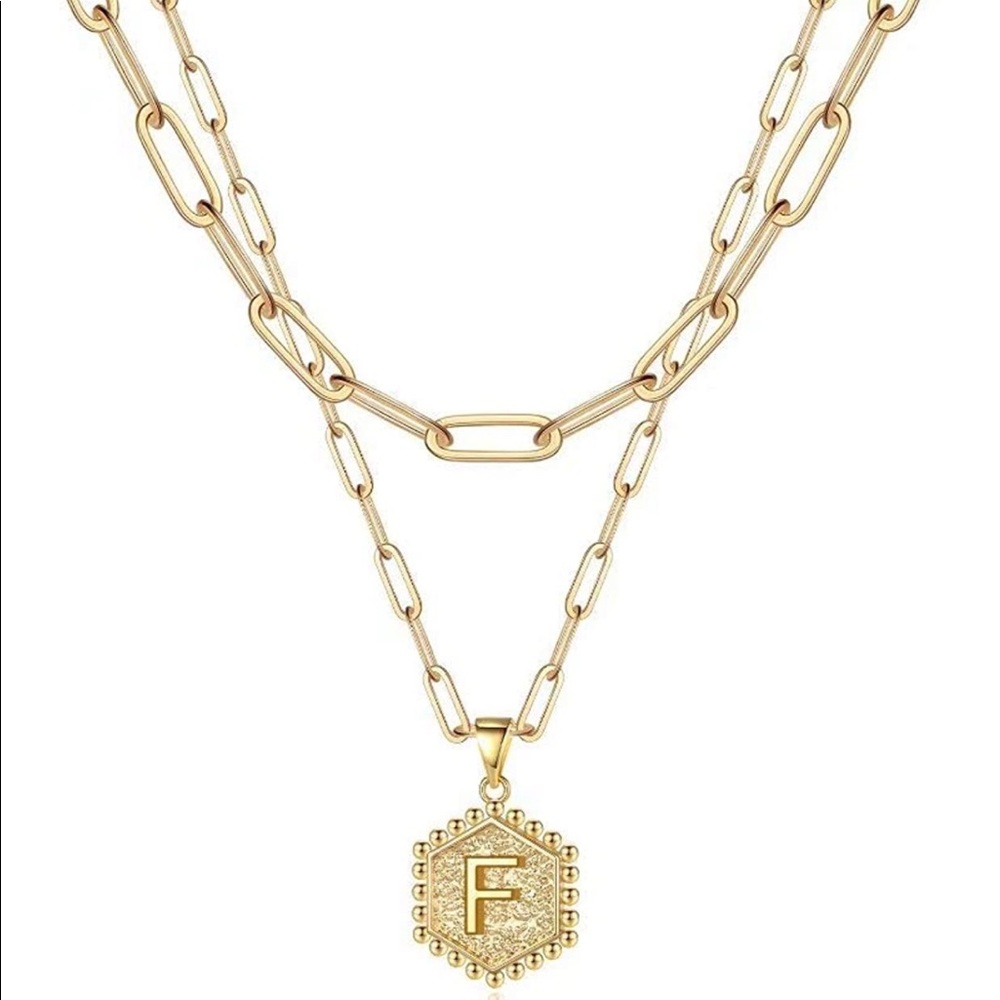 - F | 14 K Dainty Layered Initial Necklace for Women *NEW*